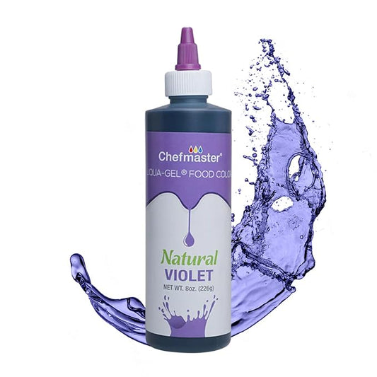 Chefmaster Violet Natural Food Coloring | Plant-Based Dye for Icing, Fondant, Mousse, Pudding | Decorating Non-Bake Desserts | Easy-to-Use | Manufactured in the USA | 8 oz