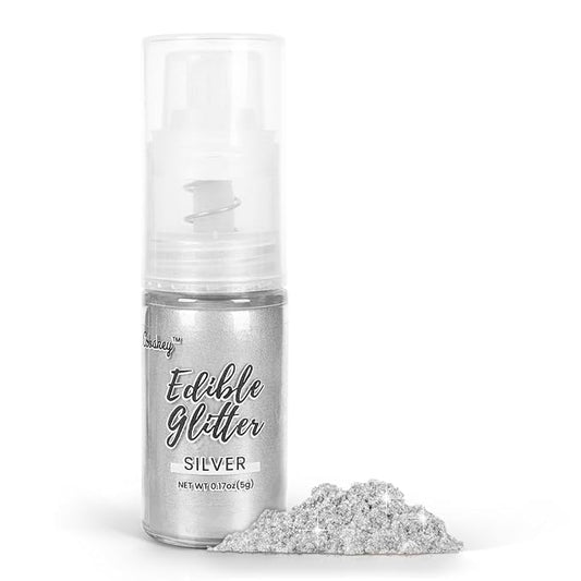 Shimmer Silver Edible Glitter Spray, 5g Edible Glitter for Cocktails, Cobakey Luster Dust Edible for Cake Decorating, Drinks, Baking, Chocolate, Strawberrie