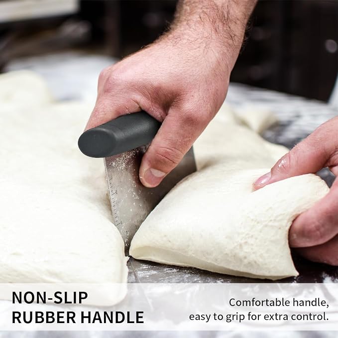 Stainless Steel Dough Bench Scraper & Chopper, Pastry Cutter for Kitchen (1 Pack, Black)