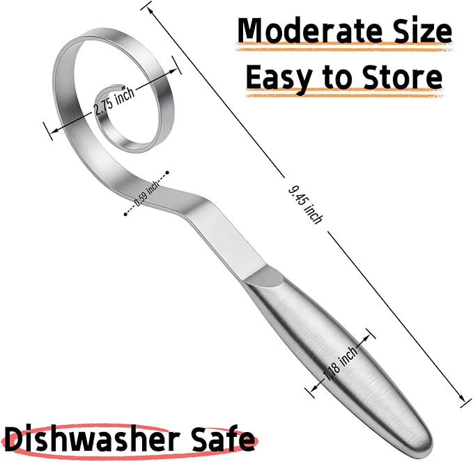 TEEVEA Danish Dough Whisk,Seamless Stainless Steel for Sourdough Bread | Food-grade material,Rust and corrosion resistant,Sturdy and bend-resistant,Residue-free,Easy to clean,Dishwasher safe