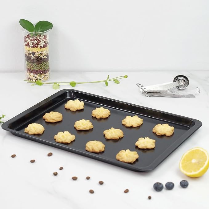 14.5” x 10” Carbon Steel Sheet Pan for Baking or Roasting, Cookie Sheets for Oven, Cookie Pastry Baking Tray, Nonstick Bakeware Pans with Grips