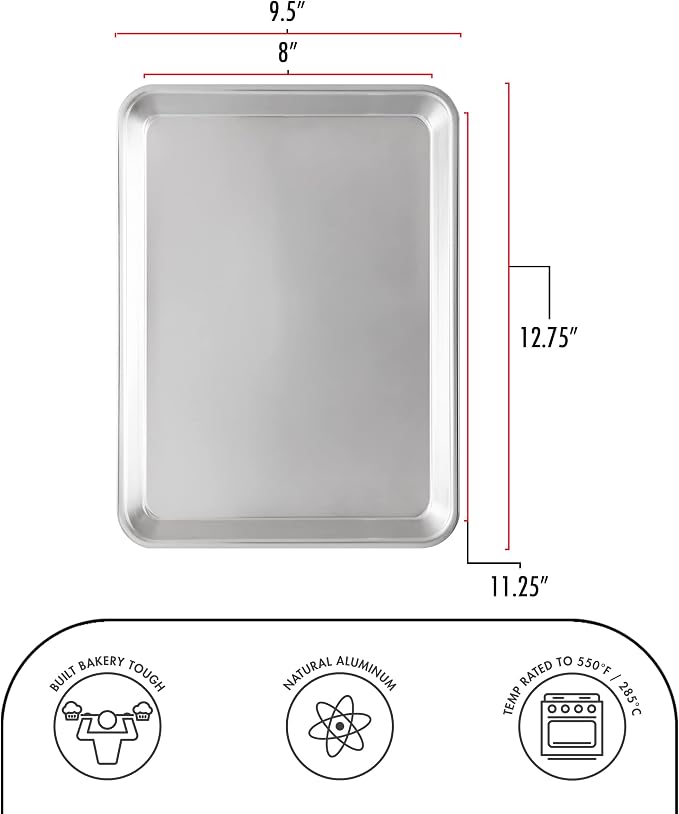 Fat Daddio's Natural Aluminum Quarter Sheet Pan, 2-Pack