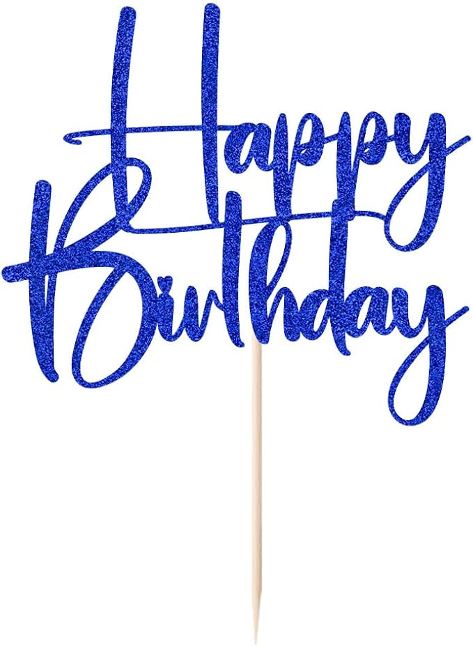 dark blue Happy Birthday Cake Topper, Happy Birthday Cake Bunting Deco, Baby Gender Reveal Party/Anniversary Party Decoration Supplies
