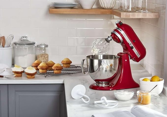 KitchenAid Classic Series 4.5 Quart Tilt-Head Stand Mixer K45SS, Onyx Black & K45B Coated Flat Beater, White, 4.5 Qt
