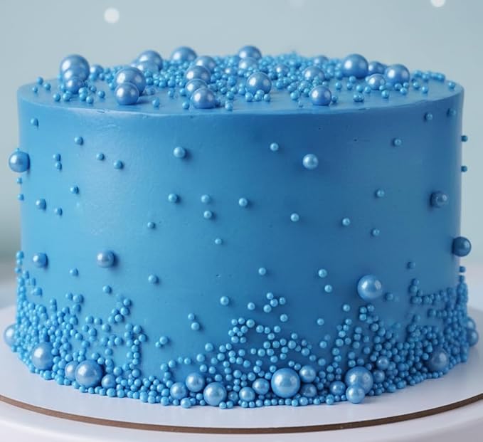 Zali Edible Pearl Sprinkles, Royal Blue, 26 Colors Mixed Size | Cake Decorating, Sugar Pearls for Cakes, Cupcakes, Cookies, Donuts & Ice Cream, Gluten Free, Food Grade