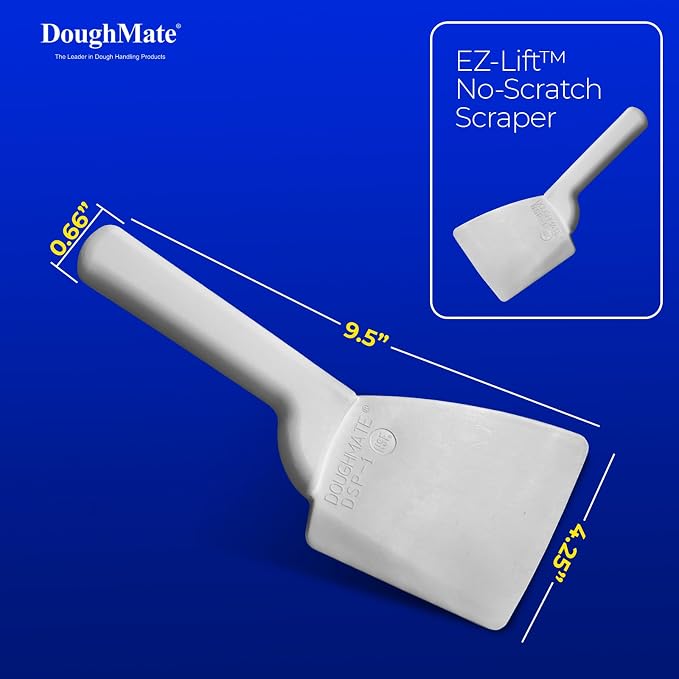 DoughMate® EZ-Lift™ Dough Scraper (2-Pack) – NSF Certified, BPA-Free Plastic Bench Scraper, Non-Scratch Dough Cutter for Pizza, Bread & Sourdough, Ergonomic Handle, Made in USA