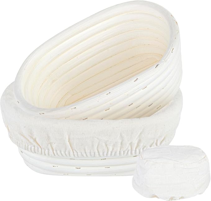 Restaurantware Bread Proofing Baskets 6 Inch Oval Pack of 10 Rattan Dough Fermentation Baskets With Cotton Liners, Oval Banneton Bread Rising Bowls For Home, Commercial, Artisanal Baking