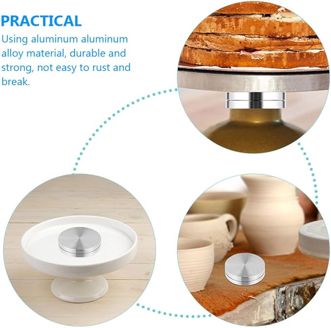 SHINEOFI Aluminum Alloy Turntable Bearing 3.14In Round Rotating Cake Stand Base for Baking Tray Swivel Display and Serving