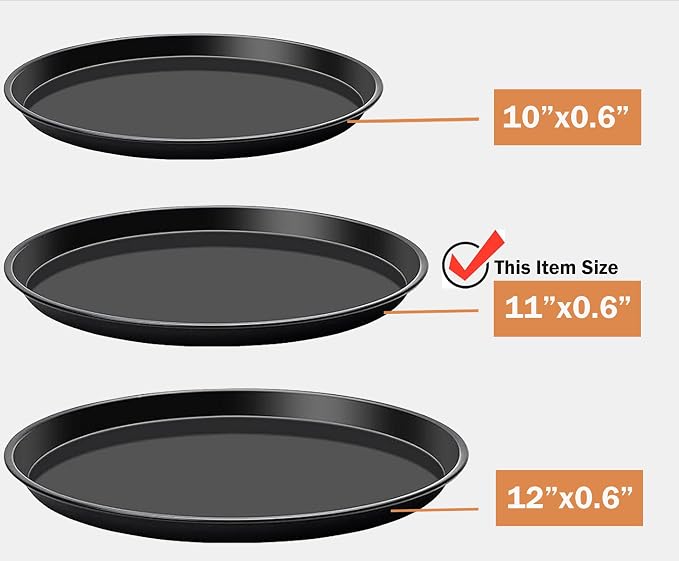 Yomvzake Cookie Cake Pan, 11 Inch Round Cake Pan Giant Shollow Cookie Pan Round Cookie Sheet Black Carbon Steel Tray Pan for Christmas Baking