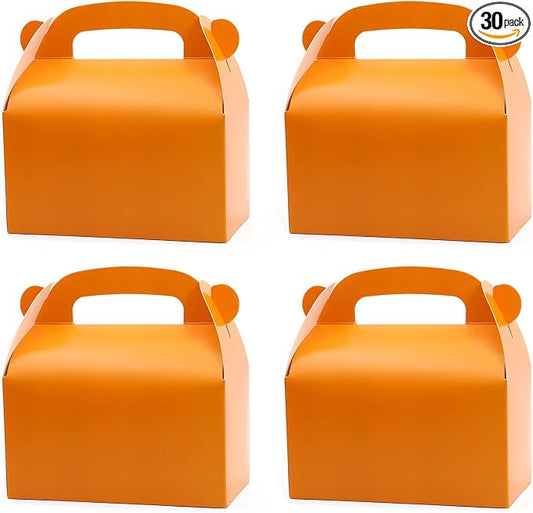 30Pcs Orange Party Favor Treat Boxes Goodie Boxes Candy Gable Box | Paper Gift Boxes with Handles. Perfect for Orange Citrus Themed Brunch Party Decoration Supplies