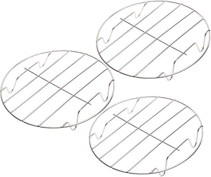 3Pcs 20cm / 7.87" Stainless Steel Round Steamer Racks, 8" Cooling Racks, Steaming Baking Rack for Pressure Cooker, Air Fryer, Canning