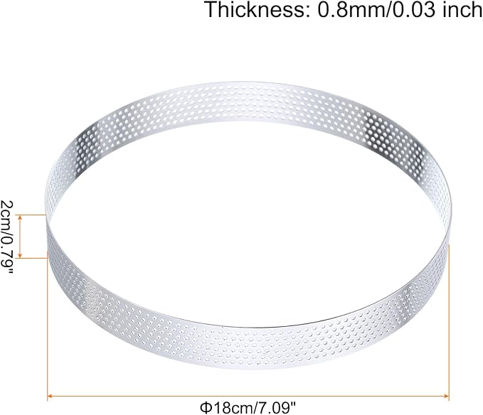 HARFINGTON 3Pcs Stainless Steel Tarts Rings 7.1" Perforated Metal Circle Baking Dessert Mousse Round Cake Ring Non Stick for Home Kitchen Food Cheese Making Tool