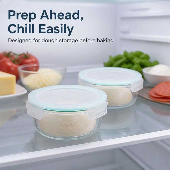 2 Pack Pizza Dough Proofing Basket, Proofing Box with Clear Airtight Lid, Food Storage Container for Bread, Fermentation Storage for Sourdough, Ideal for Daily Baking and Kitchen Organization