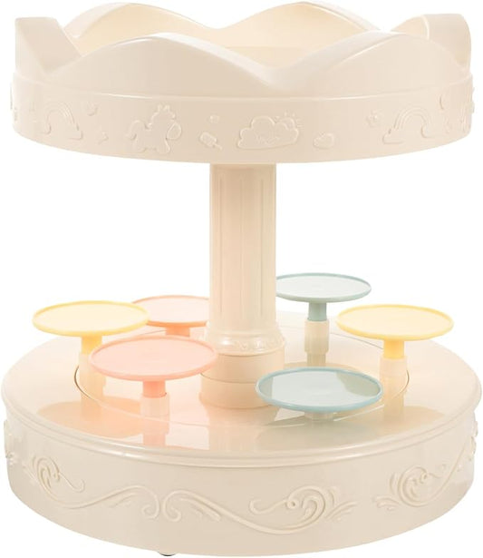 Kisangel Carousel Cupcake Holder Rotating Sushi Cupcake Stand Rotating Automatic Dessert Machine Revolving