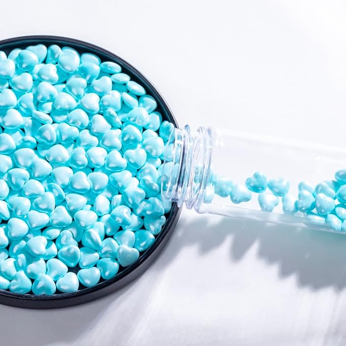 Christmas Blue Sprinkles Heart Cake Sprinkles130g 4.6OZ,Cookie Sprinkles,Sugar Pearl, Edible Candy Pearls for Cake Cupcake Decorationg (Blue)