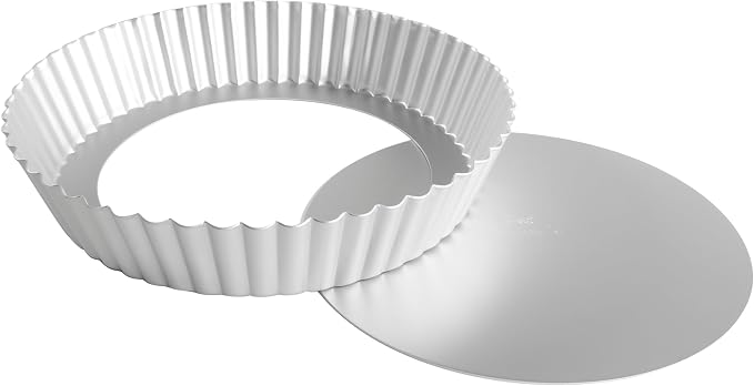 Fat Daddio's PFT-102 Round Fluted Tart Pan, 10 x 2 Inch