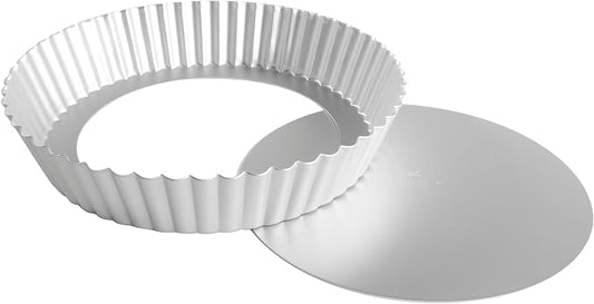Fat Daddio's PFT-102 Round Fluted Tart Pan, 10 x 2 Inch