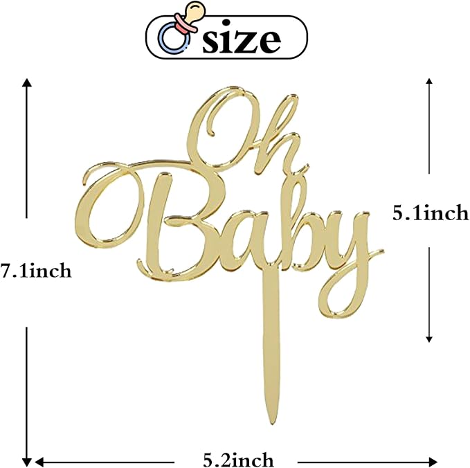 Mirrored Gold Oh Baby Cake Topper, Baby Shower 1st Birthday Party Decorations, Welcome Baby Decorations, Baby Shower Party Cake Decor