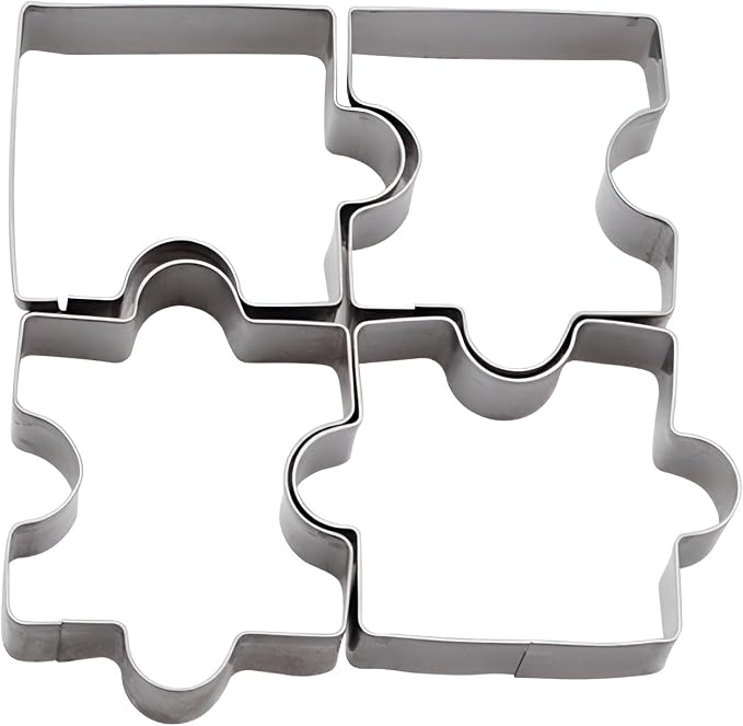 Wetco Puzzle Cookie Cutter Set of 4Pcs, Biscuit Cutters Stainless Steel Set, Puzzle Cutter Fondant Cutters Tool for baking Cookie Baking for Birthday Party Valentine's Day gifts of love