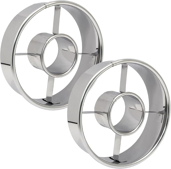 Luomorgo 2 Pack Stainless Steel Donut Cutter 3.86 Inch - Heavy Duty Doughnut Cutter Baking Tools for Donuts, Bagels, Cookies & Biscuit Pastries - Home & Professional Use