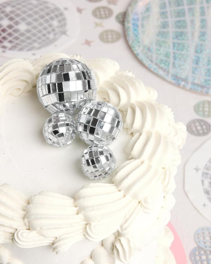 xo, Fetti Disco Ball Mini Cake Topper - 4 Pieces | Eras Birthday Supplies, Bday Cake Decoration, Last Disco Bachelorette Party