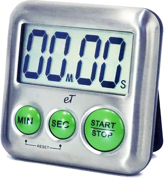 Elegant Digital Kitchen Timer Stainless Steel - Loud Alarm - Model Lime