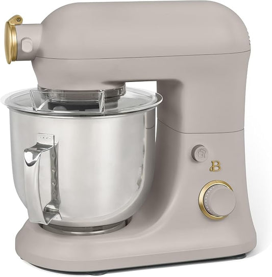 6 Quart Stand Mixer, 600W Tilt-Head Electric Kitchen Mixer with 12 Speeds, Stainless Steel Bowl, Dough Hook, Whisk & Beater, Multifunction Food Mixer (Porcini Taupe)