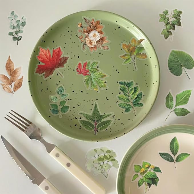 50 Pcs Transparent Green Plant Stickers Vinyl Waterproof Aesthetic Trendy Decals forNature Plant Floral Vintage Craft Colorful,Adults,Water Bottles,Laptop,Phone,Plant Enthusiast(Green Plant)