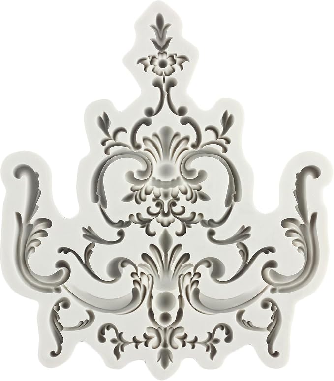 Baroque Fondant Molds Curlicues Scroll Lace Border Silicone Mold Filigree Mold 3D Sculpted Flower For Sugar Cake Decorating Cupcake Topper Chocolate Gum Paste Candy Polymer Clay