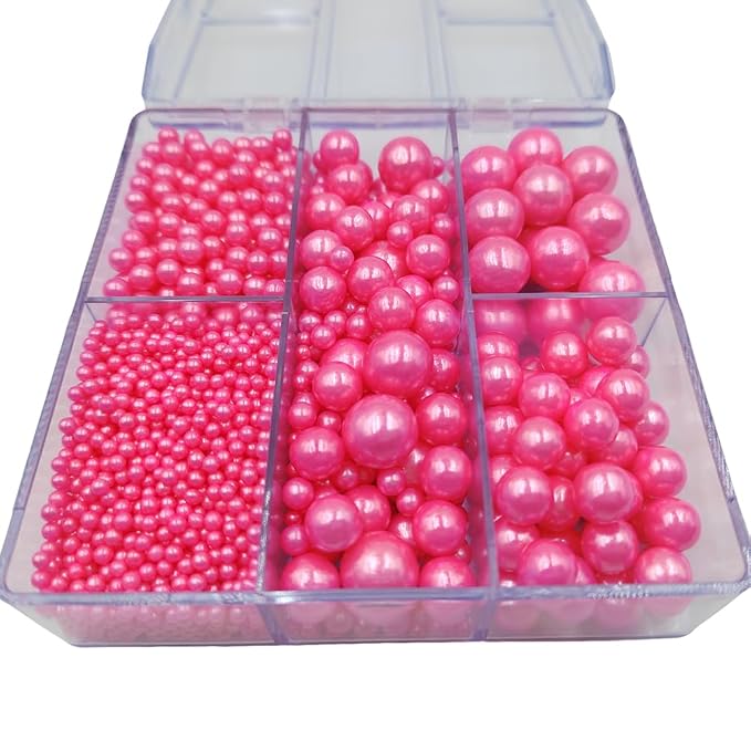 Pink Pearl Sprinkles for Cake Decorating, 4 Sizes Mix Size Sugar Pearls for Cupcake Topper, Ice Cream, Donuts, Baking Decoratings (2mm, 4mm, 7mm, 10mm)