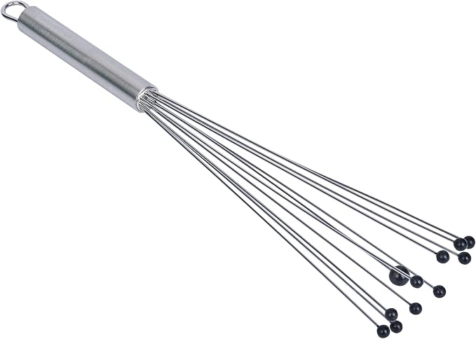 Restaurantware 12.5 in Stainless Steel Ball Whisk with Silicone Tips - 6 Pack - German Standard Sauce & Gravy Whisk, Non-Scratch, Dishwasher Safe - Non-Stick Safe Silicone Ball Whisk for Baking