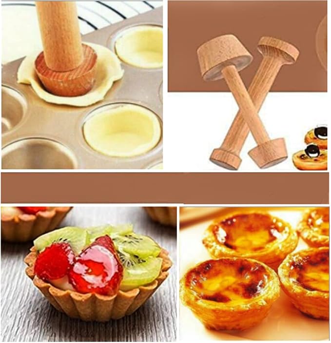 Double Sided Wooden Tart Tamper Set Tart Pan Wooden Molds Egg Tarts Tamper Pastry Tools DIY Baking Shaping Kitchen Tool