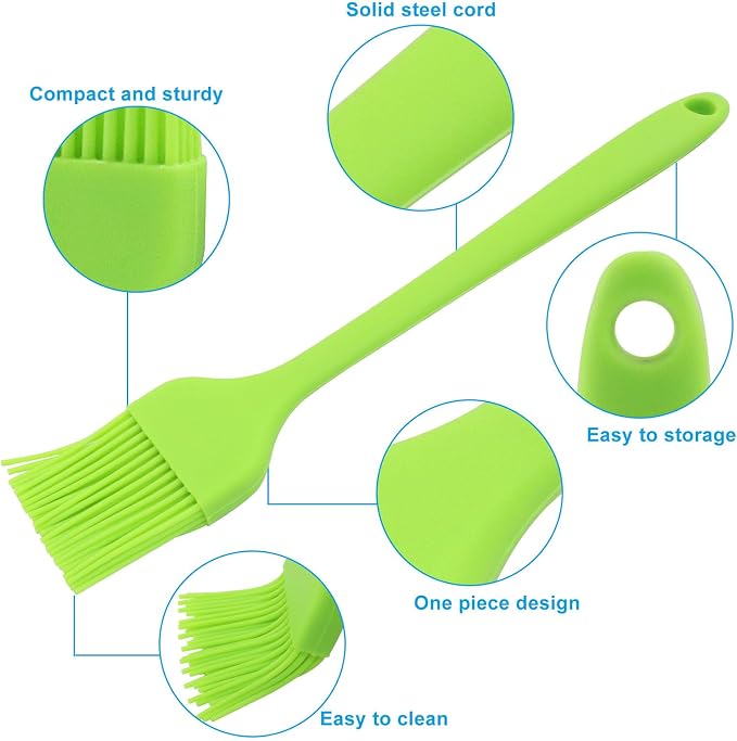Waziaqoc 7 PCS Silicone Basting Pastry Brush, Colorful Food Brush, Heat Resistant Cooking Brush for Baking Cooking BBQ Grill Spread Oil Butter Sauce, Dishwasher Safe
