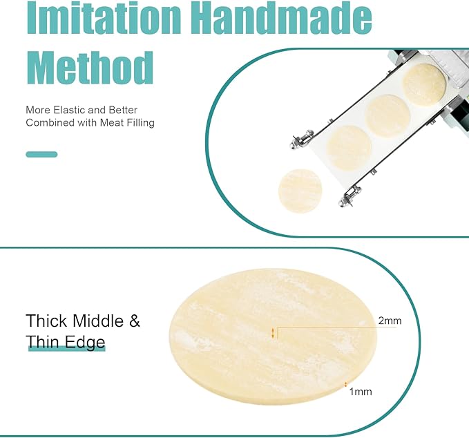 Dumpling Skin Maker Electric Dumpling Maker Machine, Automatic Wrapper Maker Sheeter Wonton Dough Maker with Mold 50-60 Pieces/Minute, 110V 140W (8cm Round Shaped)