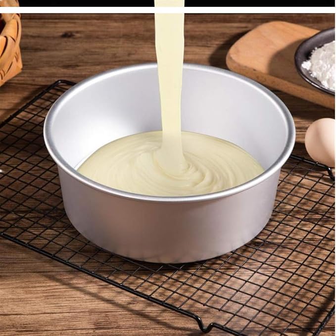 XZJMY 5Pack 5 Inch X 2 Inch Cake Pan, mini cake pan, round aluminum cake pan, used for family gatherings to bake mini cake pizza, quiche