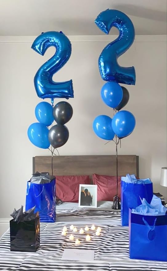 Number 17 Balloon 40 Inch, Dark Blue 17th Birthday Decoration for 1 7 17 71 Men & Women, Foil Big Number Balloon for Wedding Store Anniversary Promotion Party Decorations