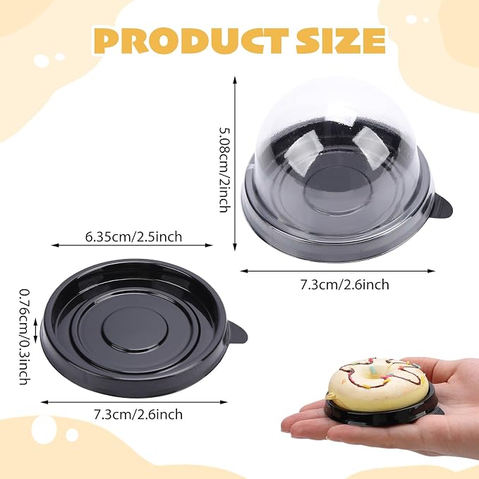 200 Pack Clear Plastic Mini Cupcake Containers, Single Cupcake Boxes with Dome Lids, Disposable Muffin Pastry Dessert Holders for Wedding, Birthday, Party, and Bakery