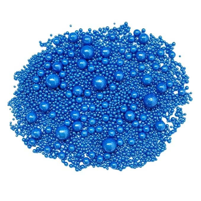 Edible Blue Pearl Sugar Sprinkles Royal Blue Candy Mixing Size Baking Edible Cake Decorations Cupcake Toppers Cookie Decorating Celebrations Wedding Valentines Easter Halloween Christmas Supplies 120g/ 4.23oz