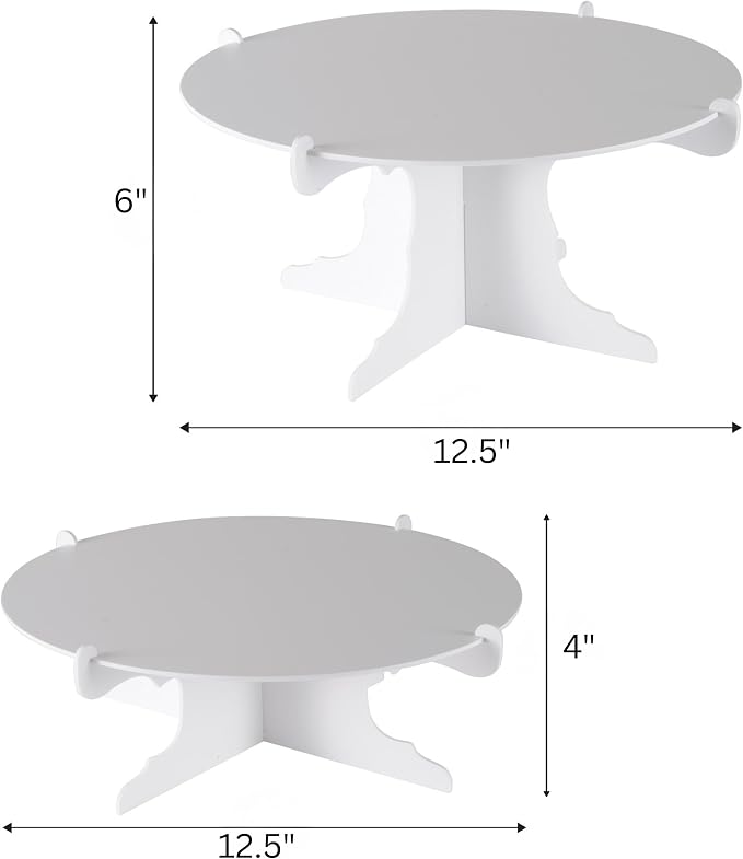 Beistle 2 Piece Durable Cake Stands for Weddings Birthday Party Cupcake Holders Baby Shower Celebration Supplies, 12.5" x 6", White