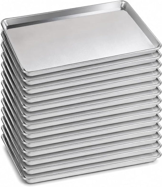 New Star Foodservice Heavy Duty 16-Gauge Aluminum Sheet Pan, 18 x 26 x 1 Inches, Pack of 12