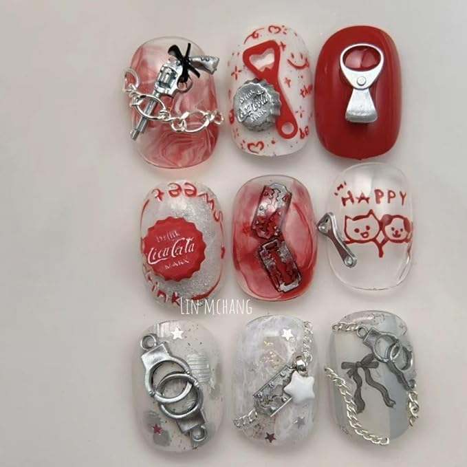 4Pcs Nail Art Silicone Molds 3D Charms Steampunk Gear Cutlery Cute Shapes for UV Gel Acrylic DIY Crafting Jewelry Making