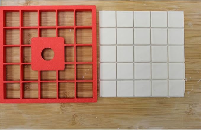 Mighty Gadget 25x1”x1"" Multi Squares Cookie Cutter (5 x 5 in) | Food Safe Material | Sturdy Design | Durable and Reusable, large, Red