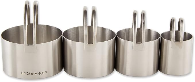 RSVP International Endurance Round Biscuit Cutters - Stainless Steel, Set of 4 | Nest for Easy Storage | For Cutting Thick or Thin Dough | Professional | High Handle Arch