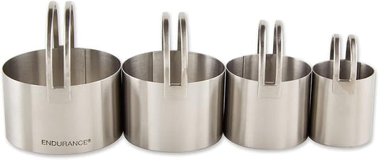 RSVP International Endurance Round Biscuit Cutters - Stainless Steel, Set of 4 | Nest for Easy Storage | For Cutting Thick or Thin Dough | Professional | High Handle Arch