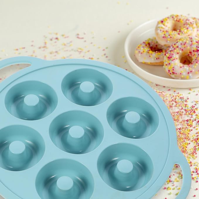 Ipetboom Donut Pan Silicone Baking Mold Non-stick Cake Mold Nordic Green 6-cavity Doughnut Baking Tray for Home DIY Kitchen