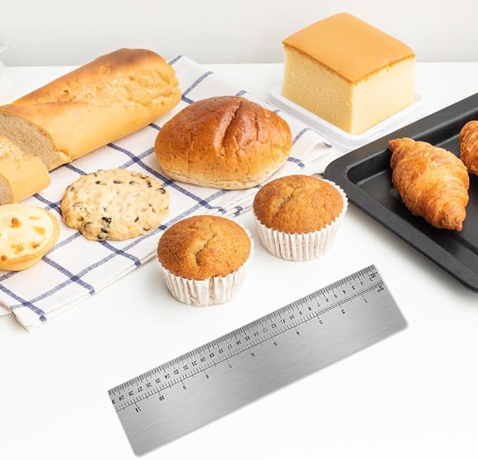Cake Scraper Smoother, 12 Inch Stainless Steel Icing Smoother with Inch and CM Scale, Metal Cake Tool for Buttercream, Fondant, and Frosting