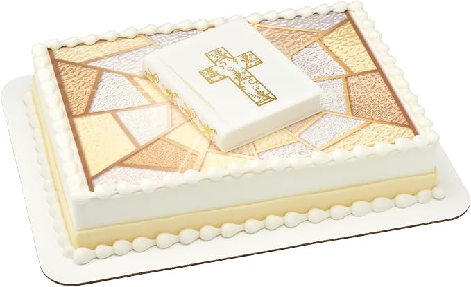 Religious Bible and Cross Cake Topper