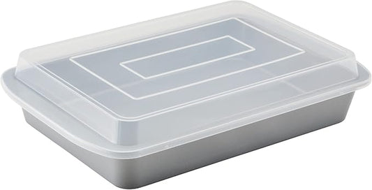 Farberware GOLDEN BAKE Bakeware Nonstick Rectangular Cake Pan with Lid, Kitchen Supplies, 9-Inch x 13-Inch, Gray