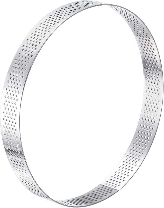 uxcell Stainless Steel Small Cake Rings, Perforated Cake Mousse Ring Kitchen Baking Heat-Resistant 5.9" Diameter, 0.8" Height,for Cake Dessert Biscuit Chocolate, Silver