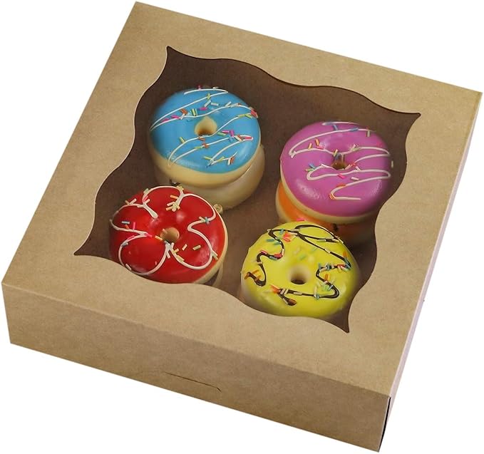 CHERRY 25-PACK 9"x9"x3"Brown Bakery Boxes with PVC Window for Pie and Cookies Boxes Large Natural Kraft Paper Box 9x9x3inch,Pack of 25
